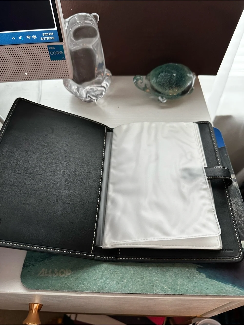 EUC Coach Black Leather Gray Canvas Organizer rare - Picture 6 of 16